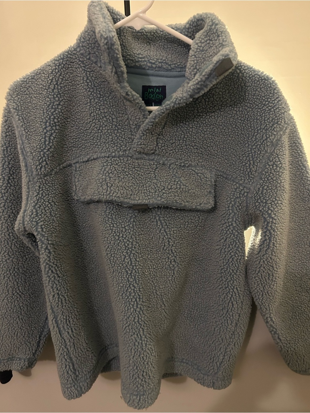 Mini Boden Light Blue Plush Sherpa Pullover